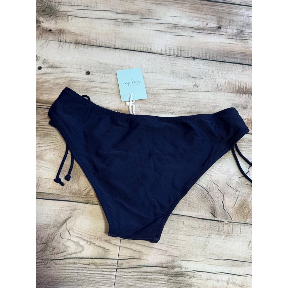 Cupshe Navy Blue Embroidered High Neck Lace Up Bikini Set Two Piece Swimsuit - Picture 10 of 11